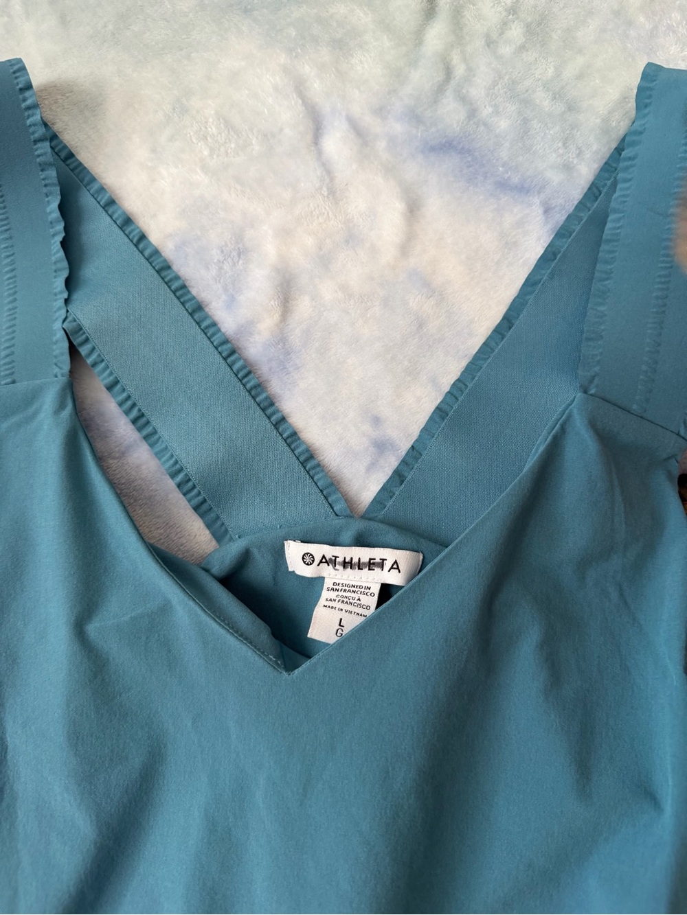 Athleta Teal Tank Mini Dress with Waist Tie - Picture 2 of 4